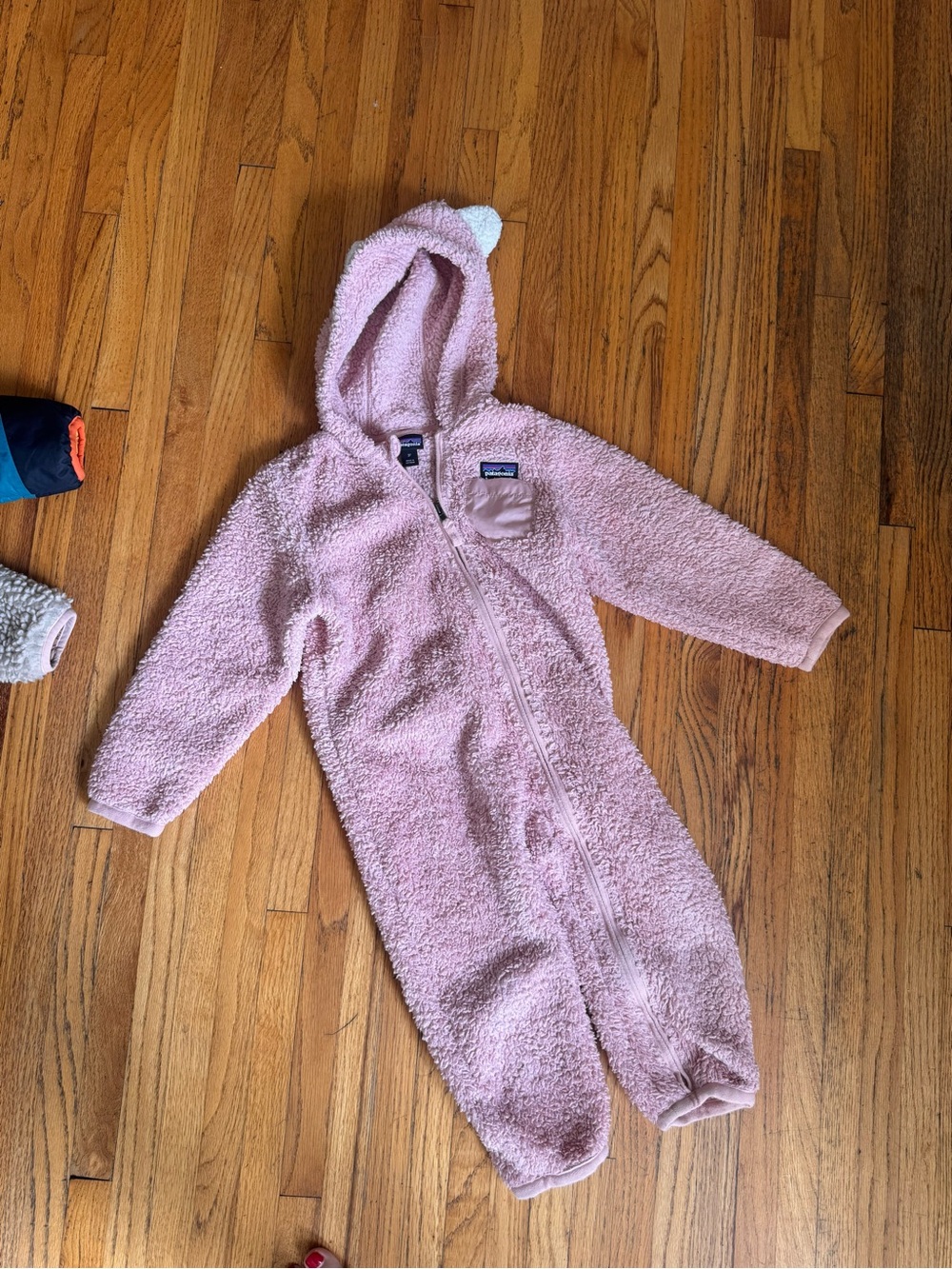 Patagonia Pink Fuzzy Hooded One-Piece Romper
